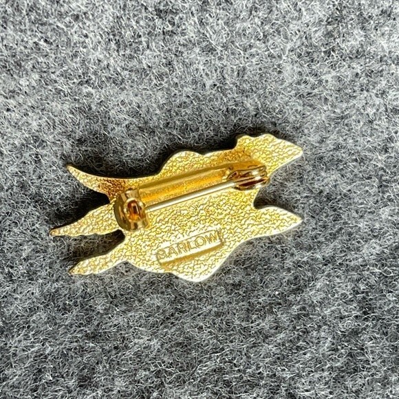 Vintage Barlow Hummingbird Flower Brooch Womens Jewelry Gold Tone - EUC - Picture 2 of 2